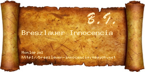 Breszlauer Innocencia névjegykártya